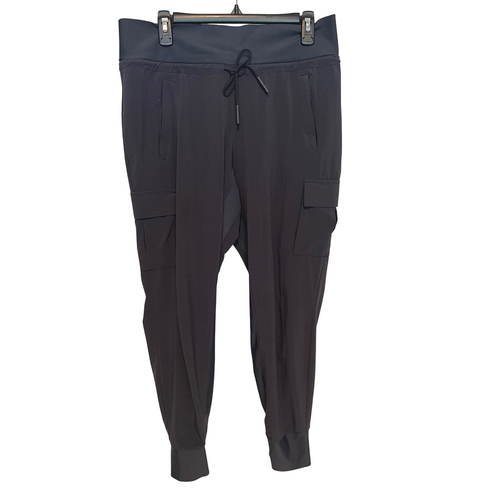 Athleta Women 10 Sutton Cargo Jogger Pants Pull On Pockets Charcoal Gray Stretch